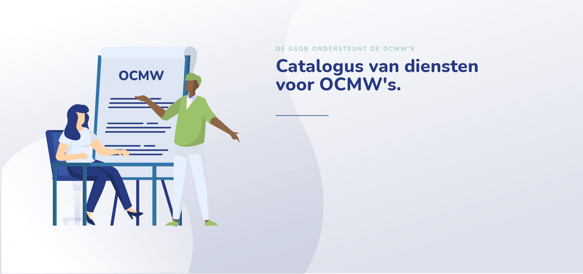 een persoon in een klas presenteert de dienstencatalogus van de GSOB